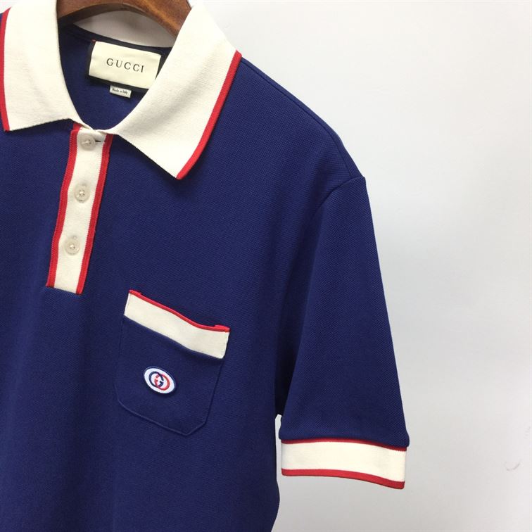 GUCCI POLO GG LOGO PATCH NAVY – GGS027