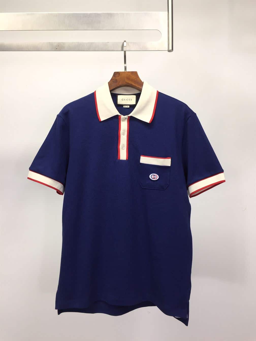 GUCCI POLO GG LOGO PATCH NAVY – GGS027