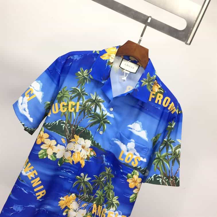 GUCCI PRINTED COTTON POPLIN BOWLING SHIRT – GGS022