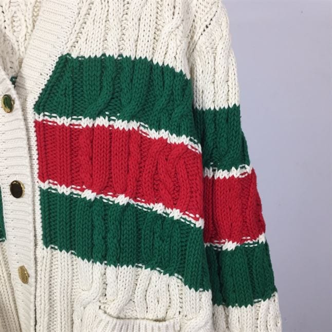 GUCCI WEB STRIPE CABLE-KNIT CARDIGAN – GCK041