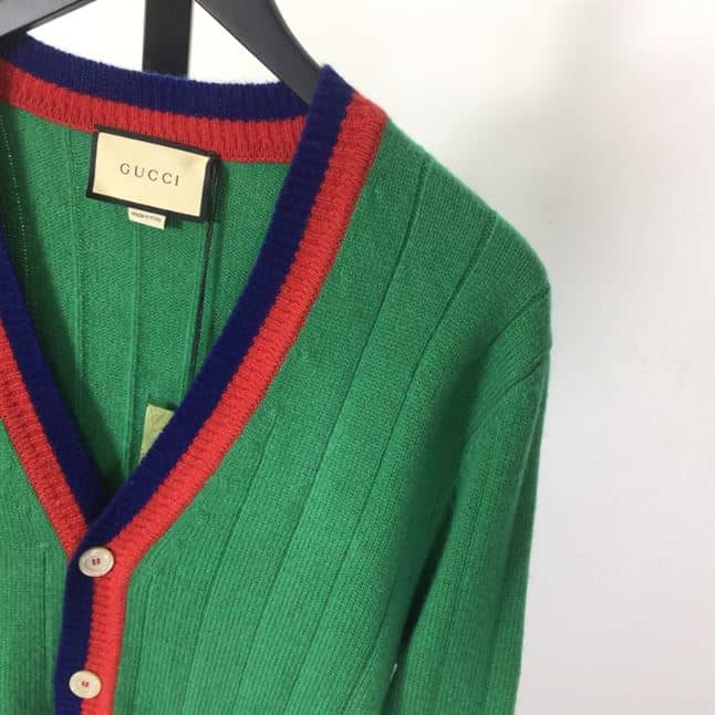 GUCCI WEB-STRIPE WOOL CARDIGAN GREEN – GCK040