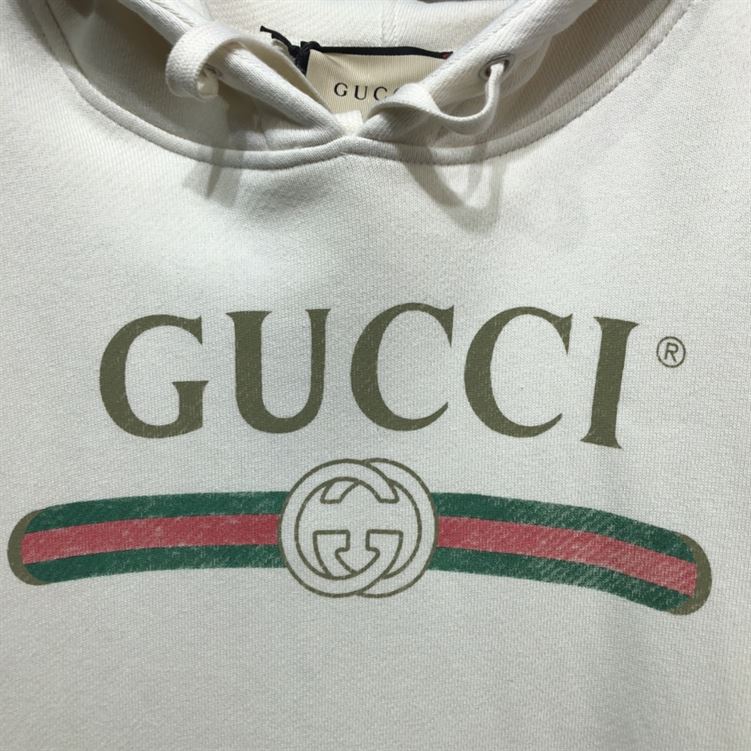 GUCCI WHITE VINTAGE LOGO COTTON SWEATSHIRT HOODED – GCK001