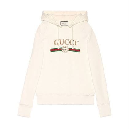 GUCCI WHITE VINTAGE LOGO COTTON SWEATSHIRT HOODED – GCK001