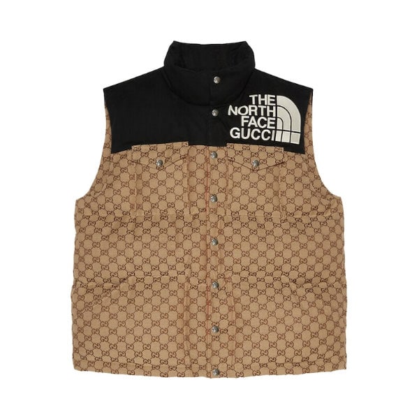 GUCCI X THE NORTH FACE GG PADDED VEST BLACK EBONY BEIGE – GCJ043