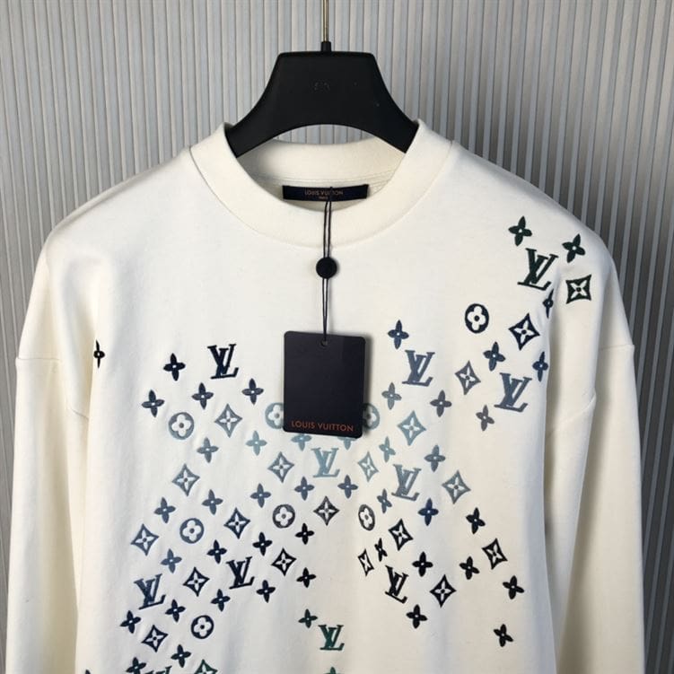 LOUIS VUITTON EMBROIDERED COTTON SWEATSHIRT MILK WHITE – LH065