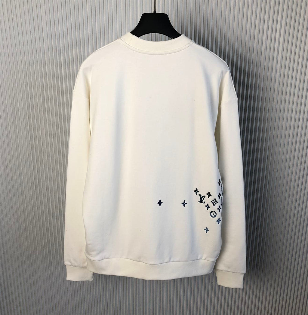 LOUIS VUITTON EMBROIDERED COTTON SWEATSHIRT MILK WHITE – LH065
