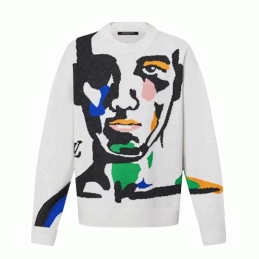 LOUIS VUITTON INTARSIA CASHMERE WOOL CREWNECK – LVH056
