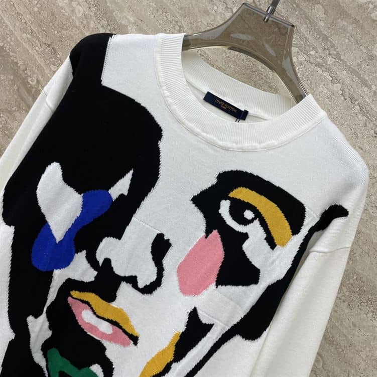 LOUIS VUITTON INTARSIA CASHMERE WOOL CREWNECK – LVH056