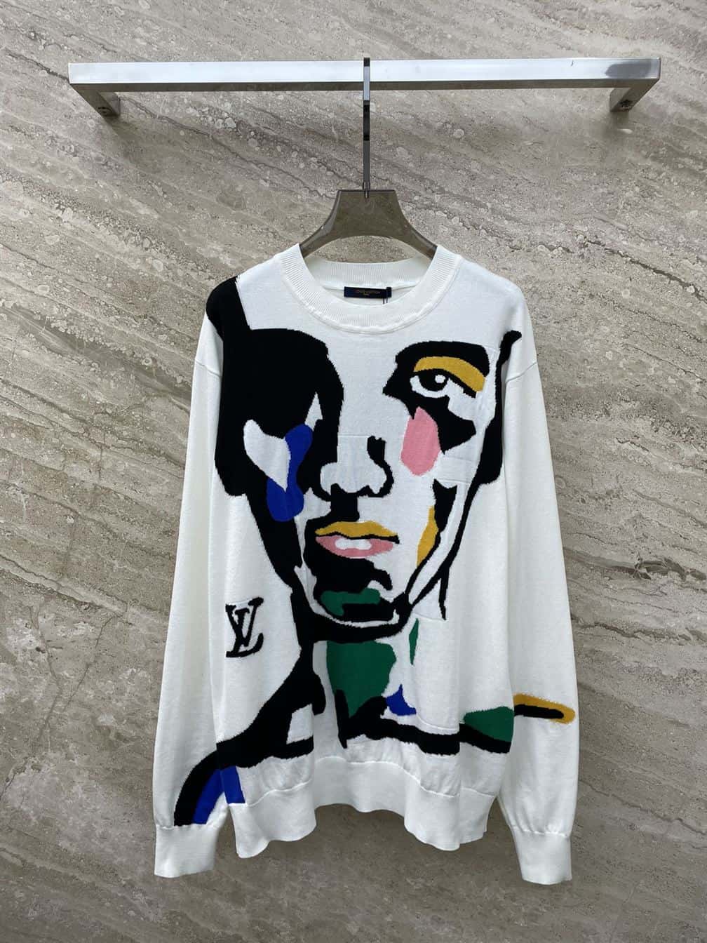 LOUIS VUITTON INTARSIA CASHMERE WOOL CREWNECK – LVH056