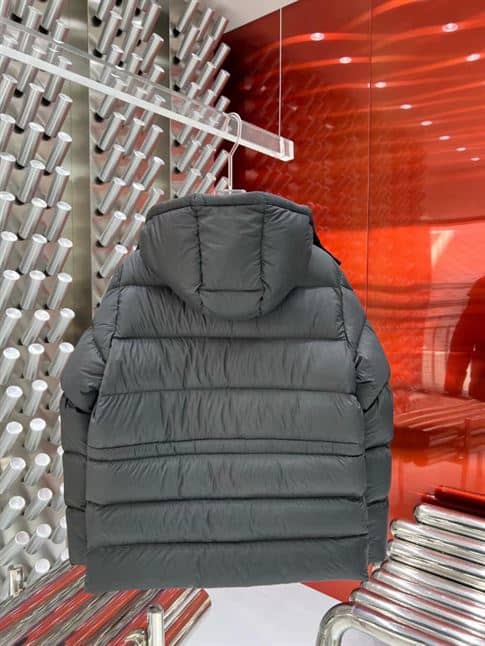 MONCLER BLACK BAUGES LEATHER-TRIMMED DOWN JACKET – MC083