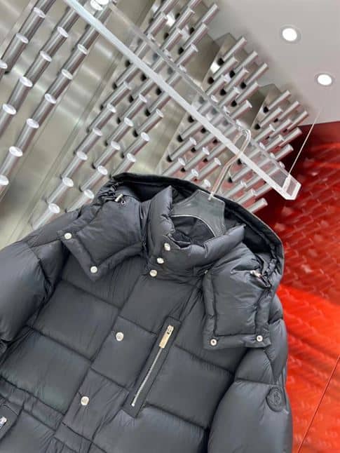 MONCLER BLACK BAUGES LEATHER-TRIMMED DOWN JACKET – MC083