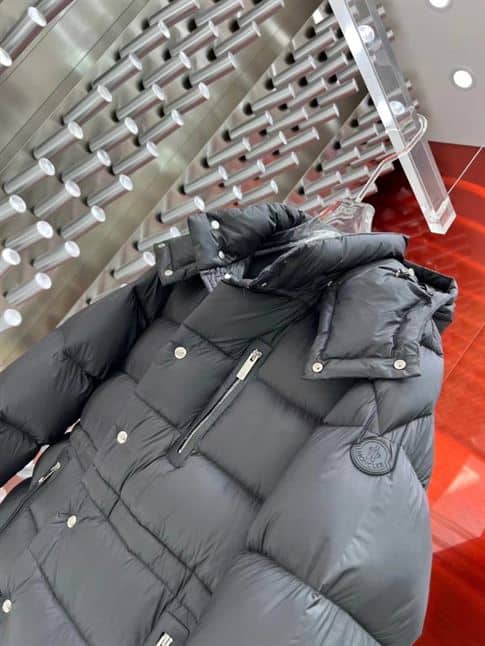 MONCLER BLACK BAUGES LEATHER-TRIMMED DOWN JACKET – MC083