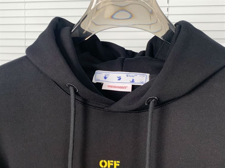 OFF-WHITE ARROW CARAVAGGIO MERCY SKATE HOODIE BLACK YELLOW MULTI – OS016