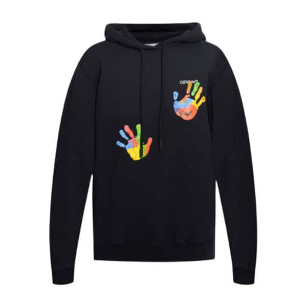 OFF-WHITE BLACK PRINTED HOODIE – OS015
