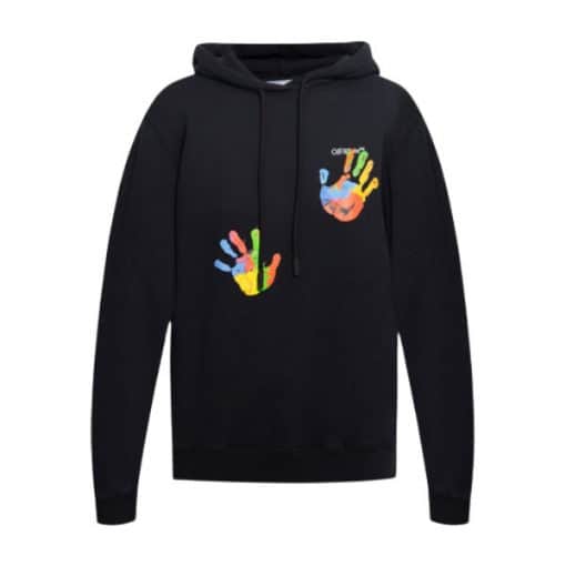 OFF-WHITE BLACK PRINTED HOODIE – OS015